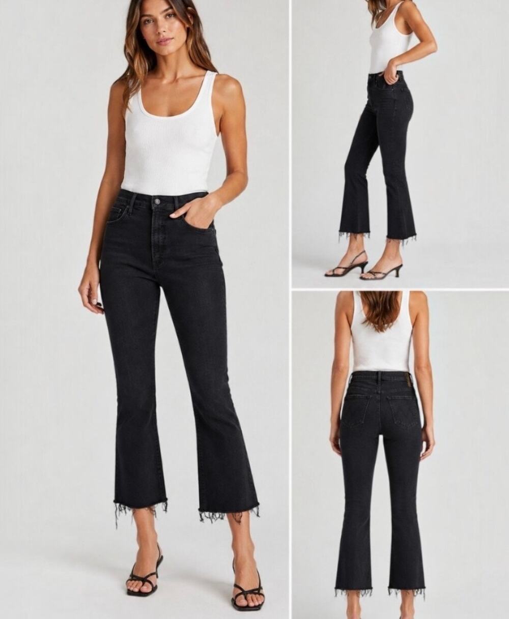 Mother Jeans Gray Hustler Ankle Fray Denim, Women's Size 28